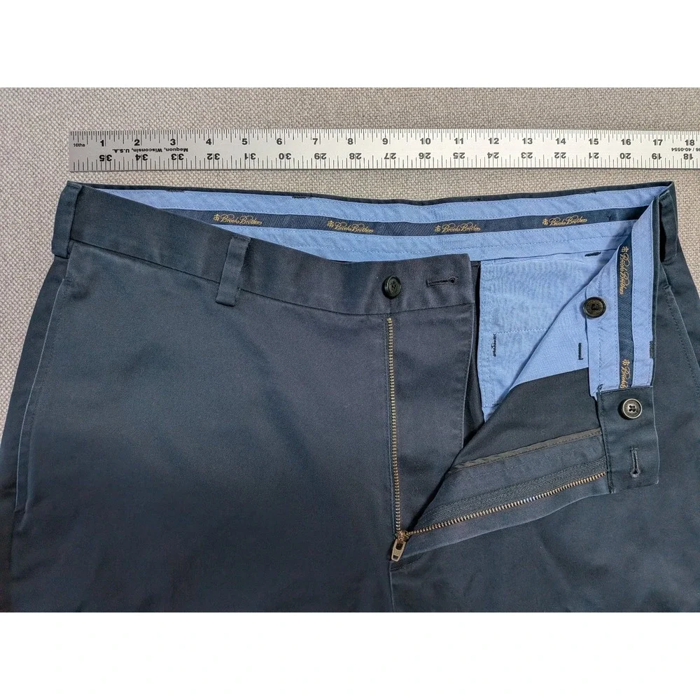 Brooks Brothers Men's 35x30 Navy Blue Advantage Chino Pants Lightweight Hudson